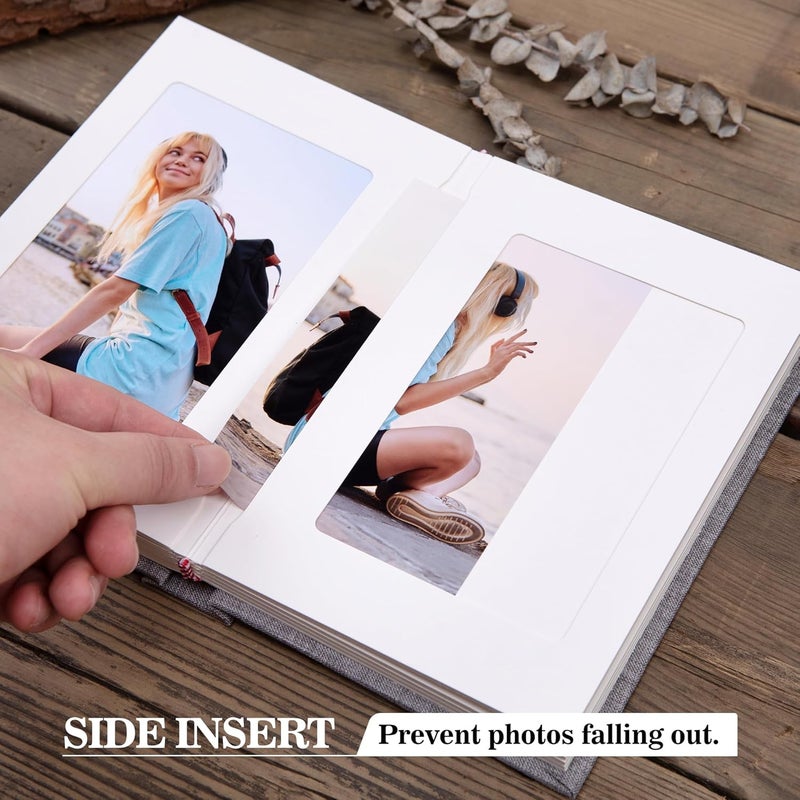 Pssoss Small 4x6 Photo Album with Writing Space Holds 30 Photos Ideal for Wedding Theme-Album and Baby Photo Album (Beige) - Image 3